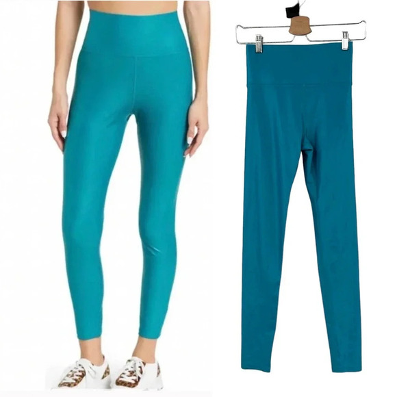 Carbon38 High Rise Metallic 7/8 Leggings Dark Teal Takara Shine Size XS - Picture 1 of 6